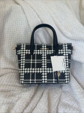 Anne Klein Bonded Mini Tote Leather Houndstooth Brand NWT